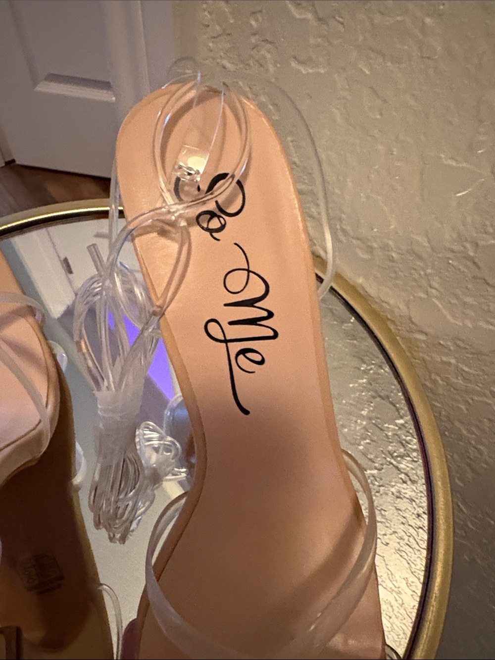 So Me Blush Nude Clear-Strap Mid Heel Sandals - Picture 3 of 4